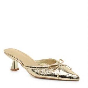 Nicole Miller Metallic Gold Heels with Bow